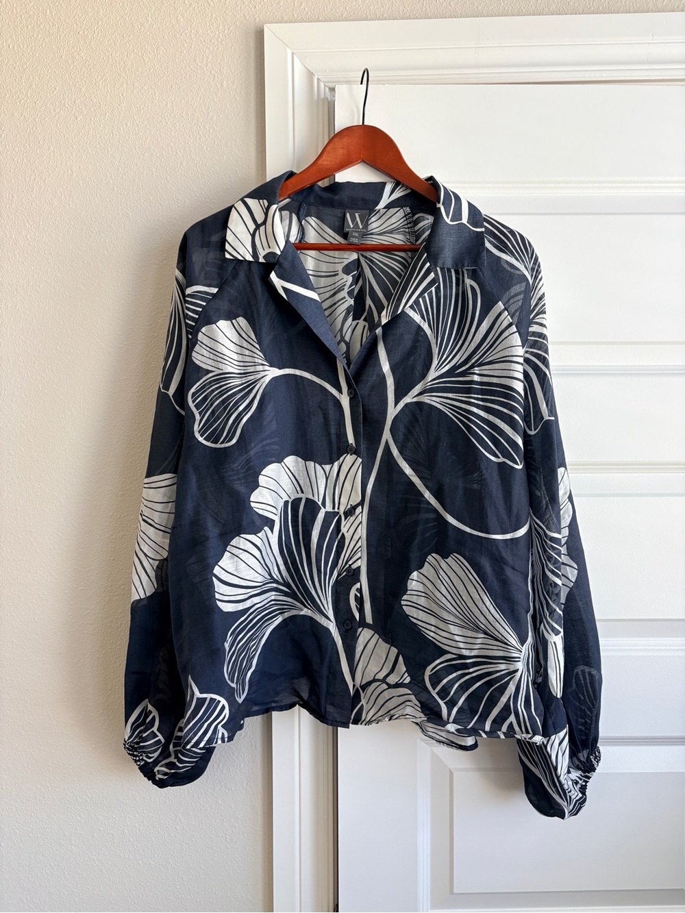 Worthington Navy and White Floral Button-Front Jacket